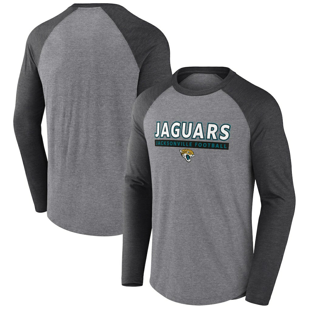 Jacksonville Jaguars Tri-Blend Raglan Long Sleeve T-Shirt - Heather Gray/Charcoal T-shirts