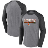 Cleveland Browns Tri-Blend Raglan Long Sleeve T-Shirt - Heather Gray/Charcoal T-shirts