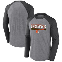 Cleveland Browns Tri-Blend Raglan Long Sleeve T-Shirt - Heather Gray/Charcoal T-shirts