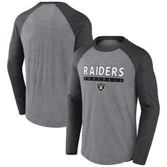 Las Vegas Raiders Tri-Blend Raglan Long Sleeve T-Shirt - Heather Gray/Charcoal T-shirts