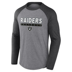 Las Vegas Raiders Tri-Blend Raglan Long Sleeve T-Shirt - Heather Gray/Charcoal T-shirts