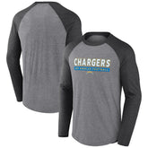 Los Angeles Chargers Tri-Blend Raglan Long Sleeve T-Shirt - Heather Gray/Charcoal T-shirts