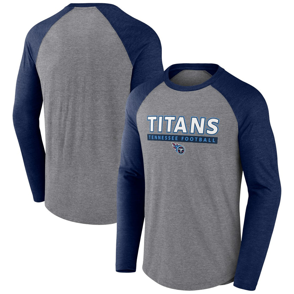 Tennessee Titans Tri-Blend Raglan Long Sleeve T-Shirt - Heather Gray/Navy T-shirts