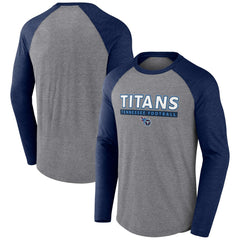 Tennessee Titans Tri-Blend Raglan Long Sleeve T-Shirt - Heather Gray/Navy T-shirts