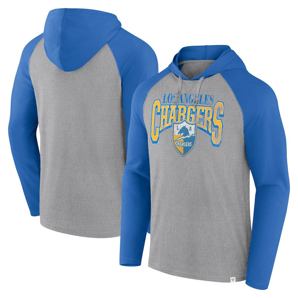 Los Angeles Chargers Under Center Long Sleeve Hoodie T-Shirt - Gray/Powder Blue Hoodies