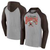 Cleveland Browns Under Center Long Sleeve Hoodie T-Shirt - Gray/Brown Hoodies