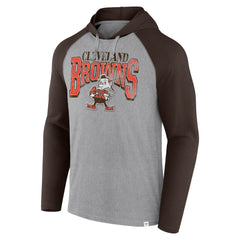 Cleveland Browns Under Center Long Sleeve Hoodie T-Shirt - Gray/Brown Hoodies