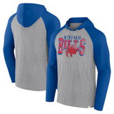Buffalo Bills Under Center Long Sleeve Hoodie T-Shirt - Gray/Royal Hoodies
