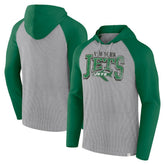 New York Jets Under Center Long Sleeve Hoodie T-Shirt - Gray/Kelly Green Hoodies