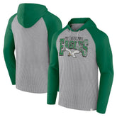 Philadelphia Eagles Under Center Long Sleeve Hoodie T-Shirt - Gray/Kelly Green Hoodies