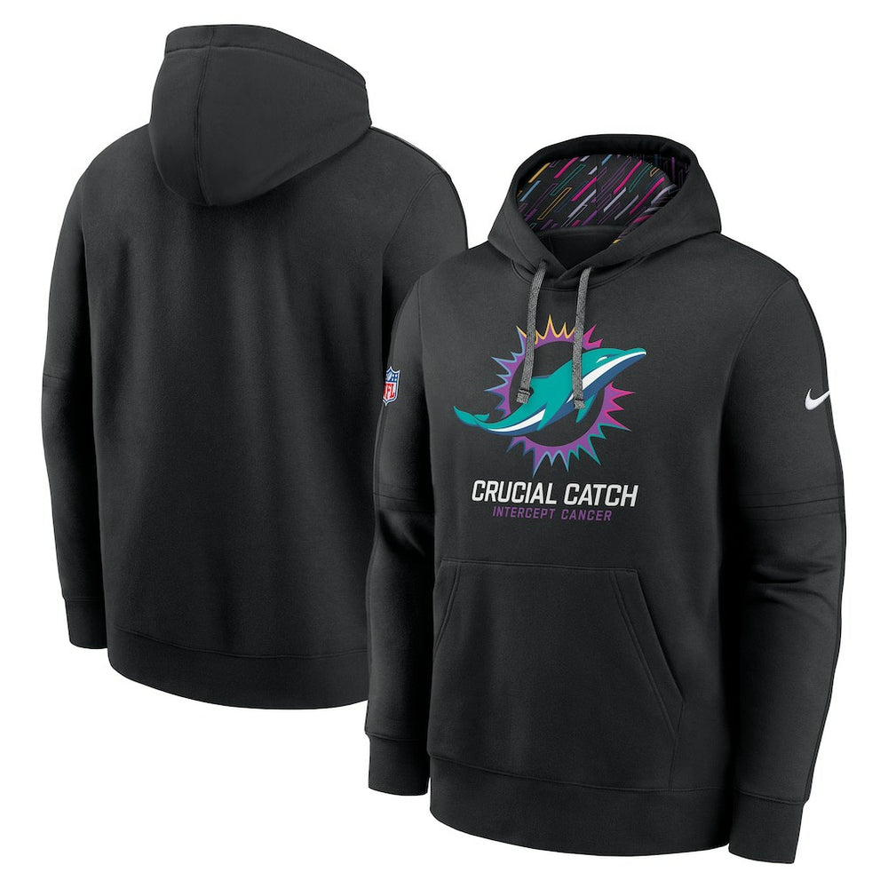 Miami Dolphins 2024 NFL Crucial Catch Club Pullover Hoodie - Black Hoodies