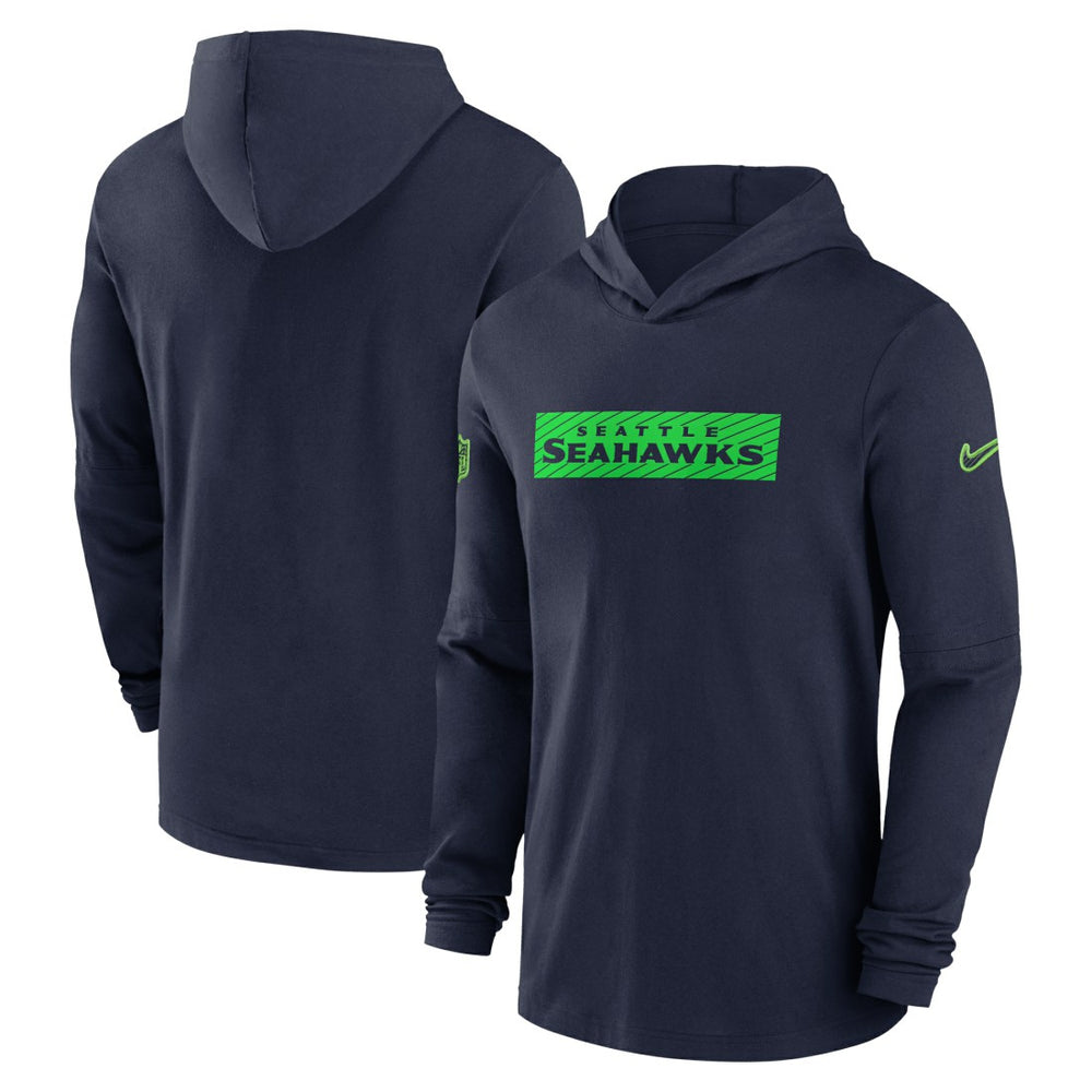 Seattle Seahawks 2024/25 Sideline Performance Long Sleeve Hoodie T-Shirt - College Navy Hoodies