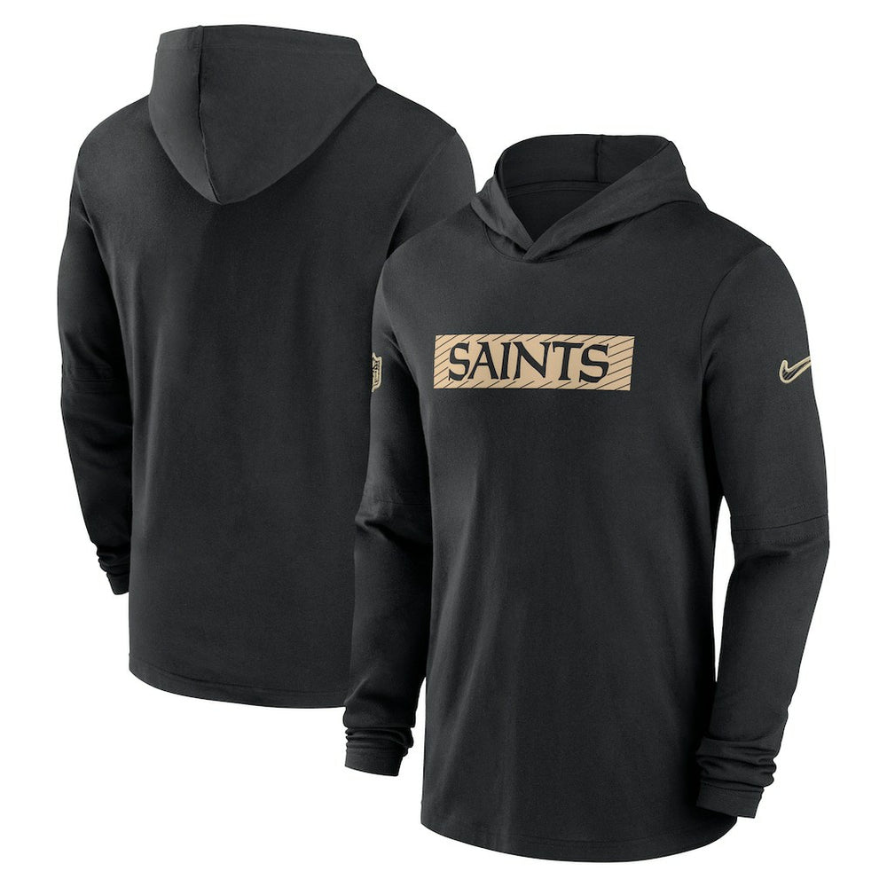 New Orleans Saints 2024/25 Sideline Performance Long Sleeve Hoodie T-Shirt - Black Hoodies