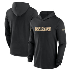 New Orleans Saints 2024/25 Sideline Performance Long Sleeve Hoodie T-Shirt - Black Hoodies