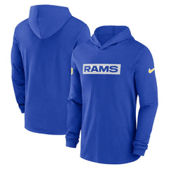 Los Angeles Rams 2024/25 Sideline Performance Long Sleeve Hoodie T-Shirt - Royal Hoodies