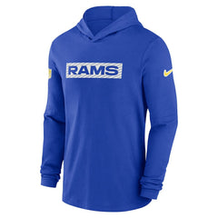 Los Angeles Rams 2024/25 Sideline Performance Long Sleeve Hoodie T-Shirt - Royal Hoodies