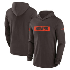 Cleveland Browns 2024/25 Sideline Performance Long Sleeve Hoodie T-Shirt - Brown Hoodies