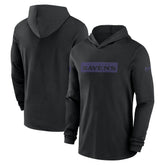 Baltimore Ravens 2024/25 Sideline Performance Long Sleeve Hoodie T-Shirt - Black Hoodies