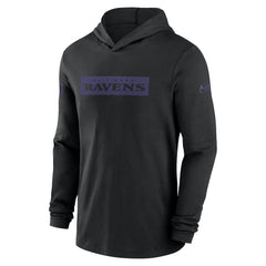 Baltimore Ravens 2024/25 Sideline Performance Long Sleeve Hoodie T-Shirt - Black Hoodies