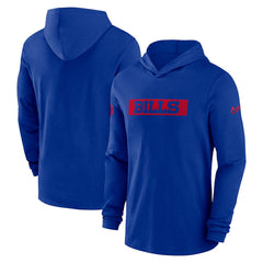 Buffalo Bills 2024/25 Sideline Performance Long Sleeve Hoodie T-Shirt - Royal Hoodies