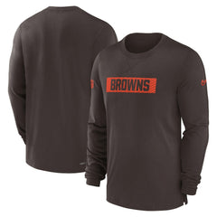 Cleveland Browns Sideline Player Performance Long Sleeve T-Shirt - Brown T-shirts