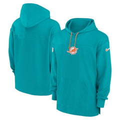 Miami Dolphins Sideline Jersey Performance Pullover Hoodie - Aqua Jerseys