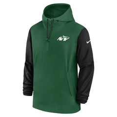 New York Jets 2024/25 Sideline Pre-Game Player 1/2-Zip Hoodie Jacket - Green/Black Hoodies