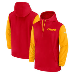 Kansas City Chiefs 2024/25 Sideline Pre-Game Player 1/2-Zip Hoodie Jacket - Red/Gold Hoodies