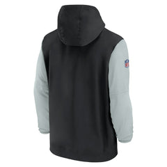 Las Vegas Raiders 2024/25 Sideline Pre-Game Player 1/2-Zip Hoodie Jacket - Black/Silver Hoodies