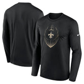 New Orleans Saints Icon Legend Performance Long Sleeve T-Shirt - Black T-shirts