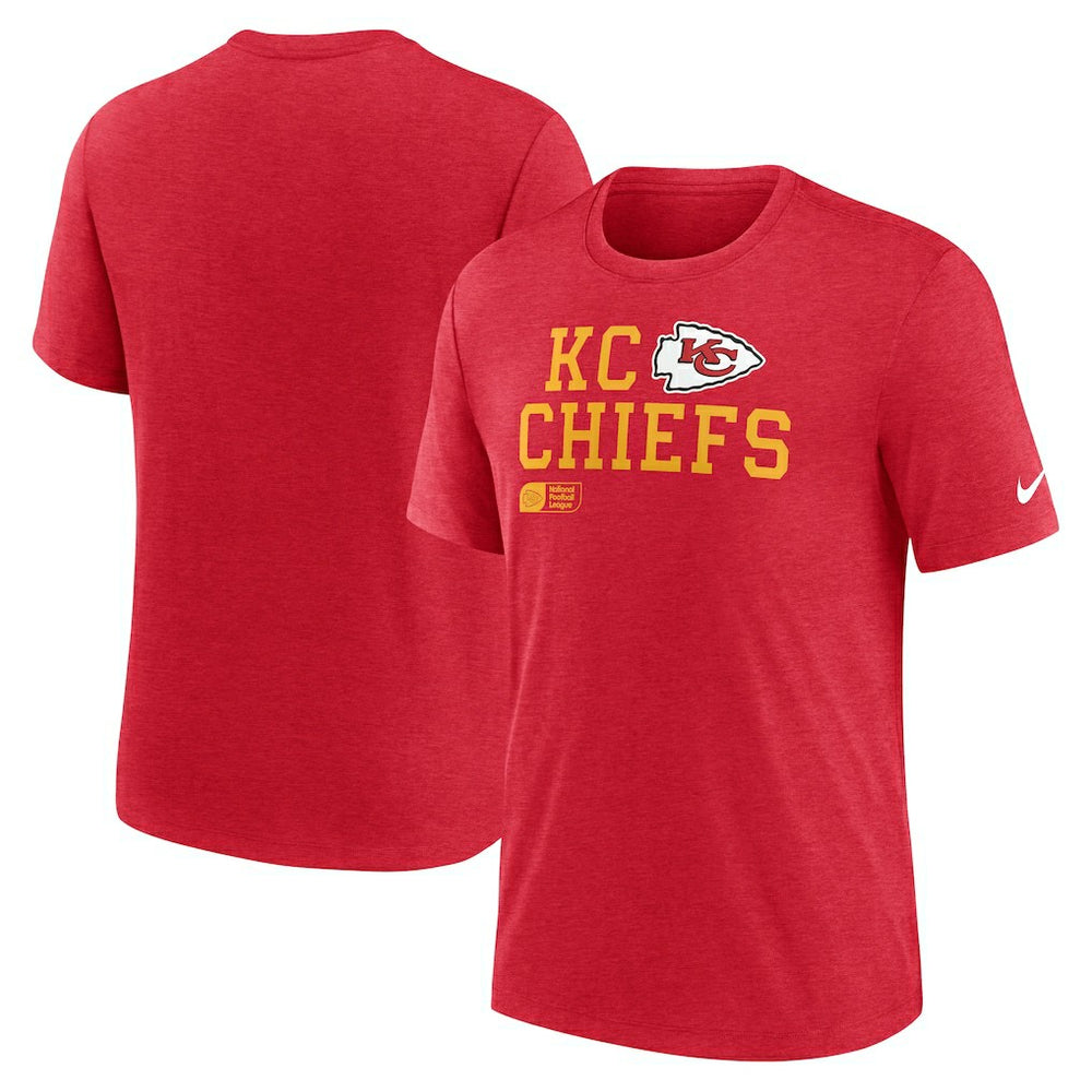 Kansas City Chiefs Overlap Lockup Tri-Blend T-Shirt - Red T-shirts