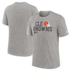 Cleveland Browns Overlap Lockup Tri-Blend T-Shirt - Heather Gray T-shirts