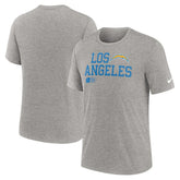 Los Angeles Chargers Overlap Lockup Tri-Blend T-Shirt - Heather Gray T-shirts