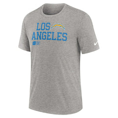 Los Angeles Chargers Overlap Lockup Tri-Blend T-Shirt - Heather Gray T-shirts