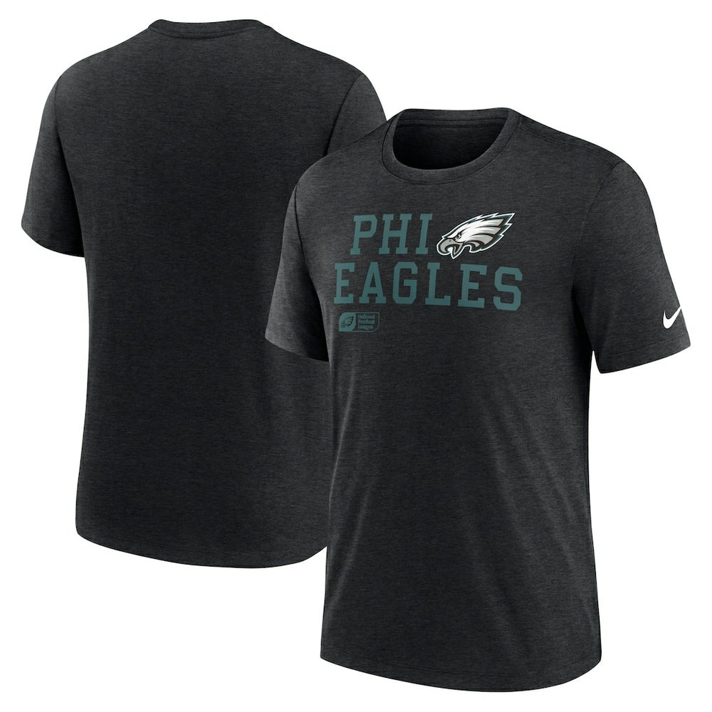 Philadelphia Eagles Overlap Lockup Tri-Blend T-Shirt - Black T-shirts