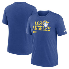 Los Angeles Rams Overlap Lockup Tri-Blend T-Shirt - Royal T-shirts