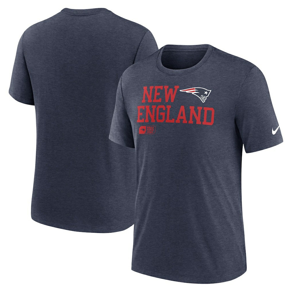 New England Patriots Overlap Lockup Tri-Blend T-Shirt - Navy T-shirts