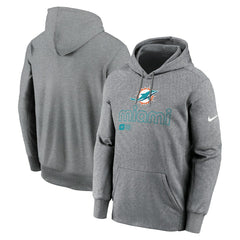 Miami Dolphins Performance Pullover Hoodie - Heather Gray Hoodies