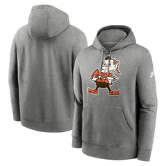 Cleveland Browns Rewind Club Logo Pullover Hoodie - Heather Gray Hoodies
