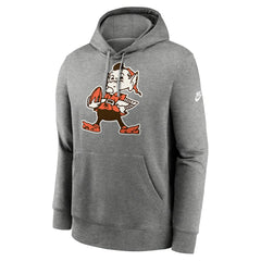 Cleveland Browns Rewind Club Logo Pullover Hoodie - Heather Gray Hoodies