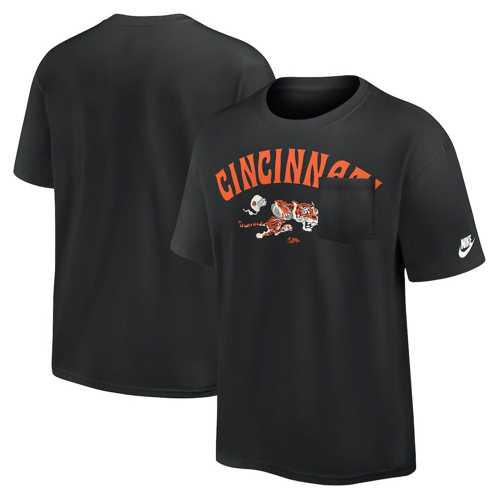 Cincinnati Bengals Rewind Heavy Max90 Pocket T-Shirt - Black T-shirts