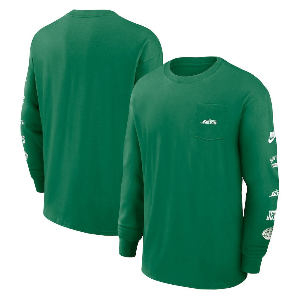 New York Jets Rewind Heavy Max90 Pocket Long Sleeve T-Shirt - Green T-shirts
