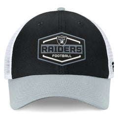 Las Vegas Raiders Bench Trucker Adjustable Hat - Black/Silver Hats