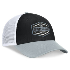 Las Vegas Raiders Bench Trucker Adjustable Hat - Black/Silver Hats