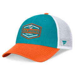 Miami Dolphins Bench Trucker Adjustable Hat - Aqua/Orange Hats