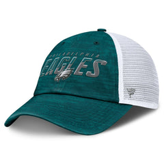 Philadelphia Eagles Challenge Trucker Adjustable Hat - Heather Midnight Green Hats