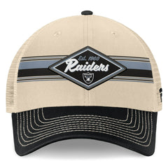 Las Vegas Raiders Diamond Stripe Trucker Adjustable Hat - Natural/Black Hats