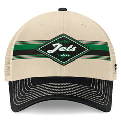 New York Jets Diamond Stripe Trucker Adjustable Hat - Natural/Black Hats
