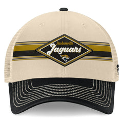 Jacksonville Jaguars Diamond Stripe Trucker Adjustable Hat - Natural/Black Hats
