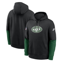 New York Jets Throwback Logo Club Tri-Blend Pullover Hoodie - Black Hoodies